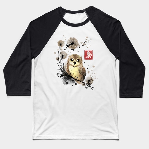 Dandelion owl Baseball T-Shirt by NemiMakeit